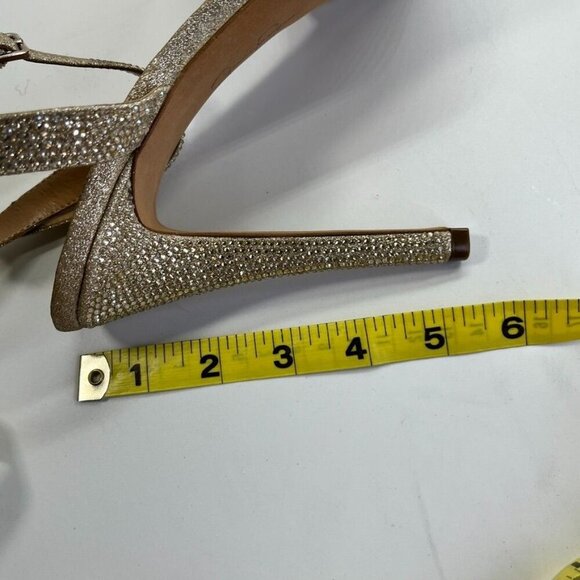 Jessica Simpson Oluina Platform Pump Size 9.5 Embellished Gold 5" Heel - Picture 16 of 16